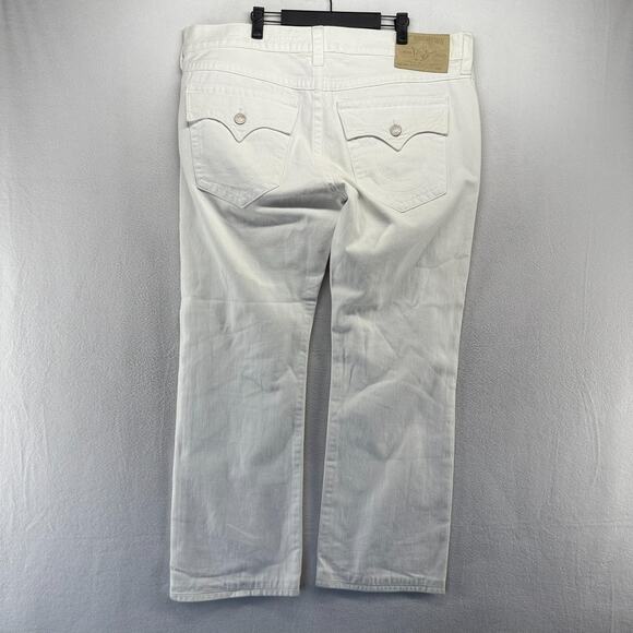 True Religion Jeans men's 40 White Denim Ricky Flap Pockets Made in USA Straight - Picture 8 of 14
